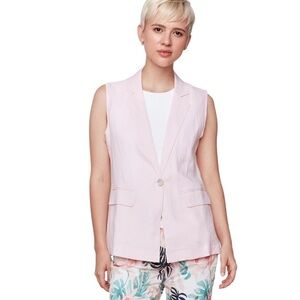 NWOT CHARLIE B Linen Blend Long Vest in Pastel Petal Pink Sz 4